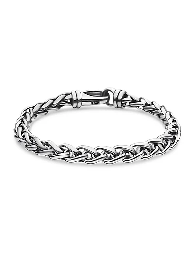 Wheat Chain Bracelet Sterling Silver, 6mm