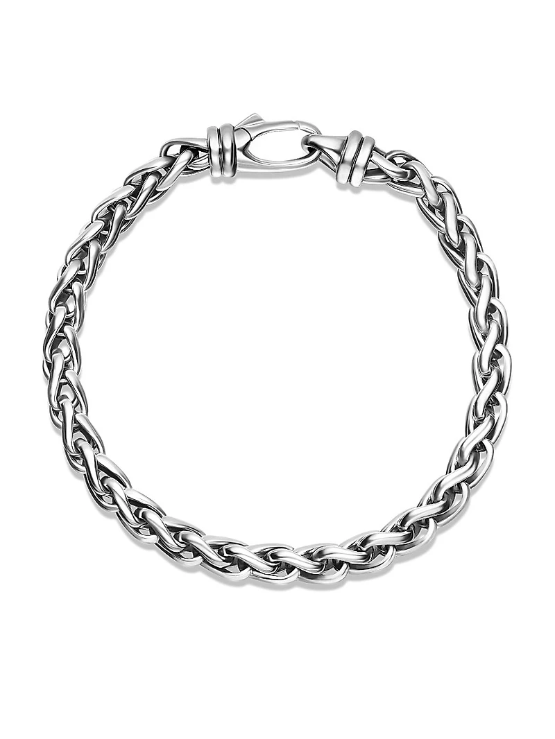 Wheat Chain Bracelet Sterling Silver, 6mm