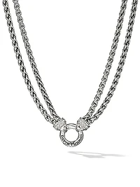 Double Wheat Chain Necklace with Pavé Diamonds