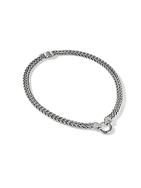 Double Wheat Chain Necklace with Pavé Diamonds