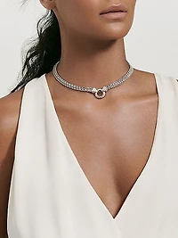 Double Wheat Chain Necklace with Pavé Diamonds