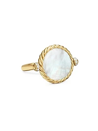 DY Elements® Swivel Ring 18K Yellow Gold with Black Onyx Reversible to Mother of Pearl and Pavé Diamonds