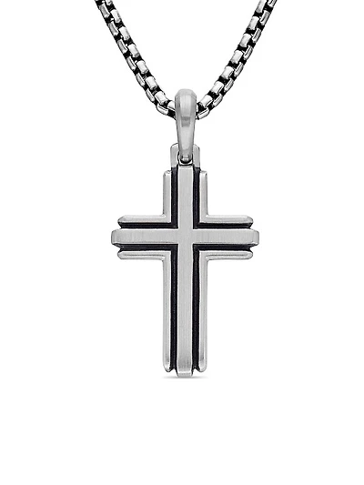 Cross Pendant in Sterling Silver, 34mm