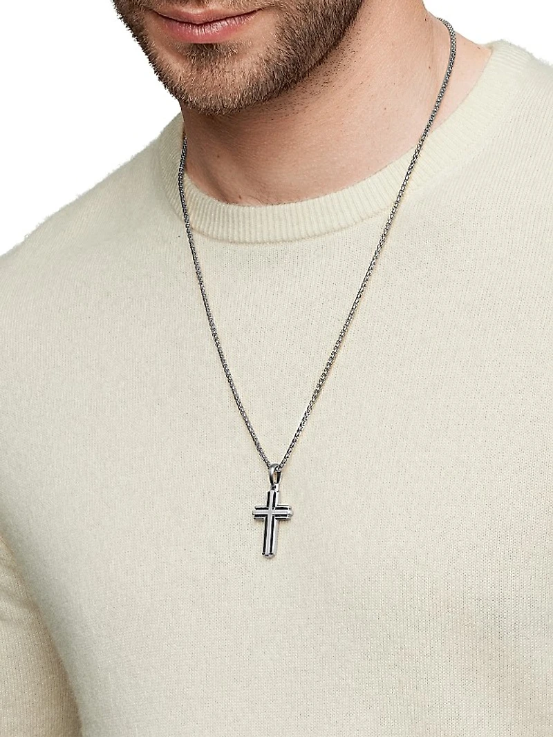 Cross Pendant in Sterling Silver, 34mm