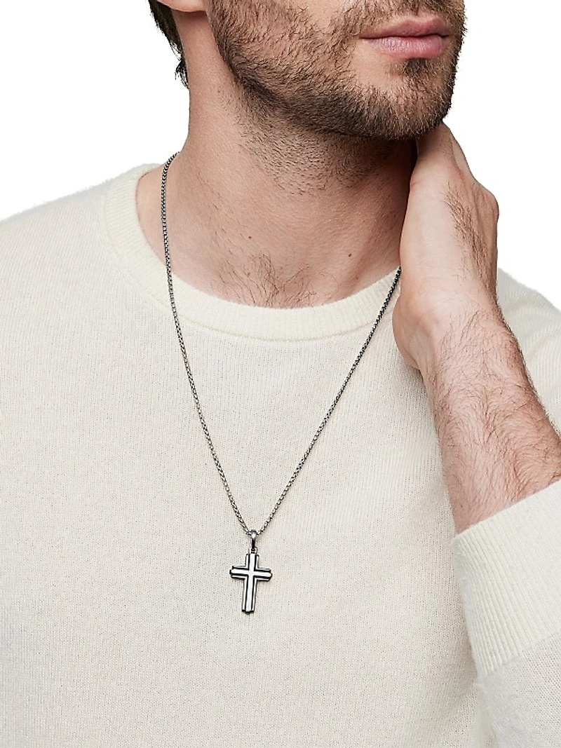 Cross Pendant in Sterling Silver, 34mm