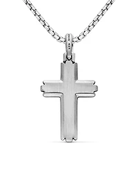 Cross Pendant in Sterling Silver, 34mm