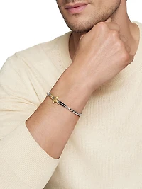 Waves Dagger Bracelet with 18K Yellow Gold and Pavé Black Diamonds