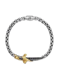 Waves Dagger Bracelet with 18K Yellow Gold and Pavé Black Diamonds