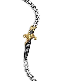 Waves Dagger Bracelet with 18K Yellow Gold and Pavé Black Diamonds