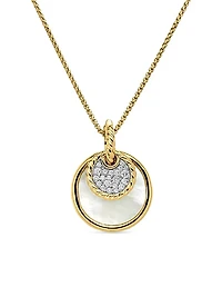 DY Elements Convertible Pendant Necklace in 18K Yellow Gold with Diamonds and Black Onyx Reversible to Mother of Pearl, 21.5mm