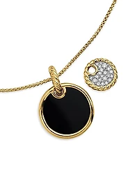 DY Elements Convertible Pendant Necklace in 18K Yellow Gold with Diamonds and Black Onyx Reversible to Mother of Pearl, 21.5mm