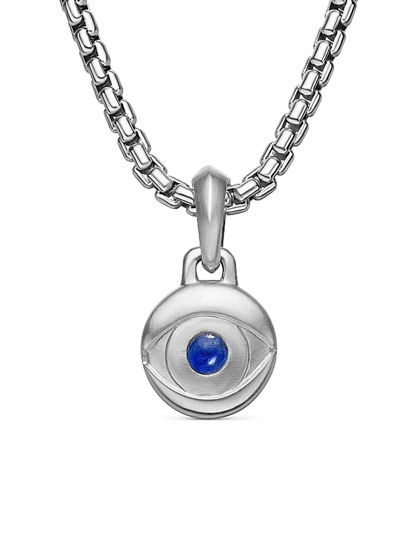 Evil Eye Amulet in Sterling Silver with Lapis, 14.5mm