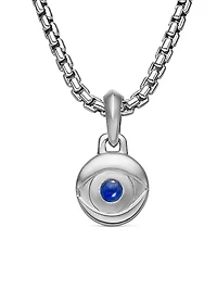 Evil Eye Amulet in Sterling Silver with Lapis, 14.5mm