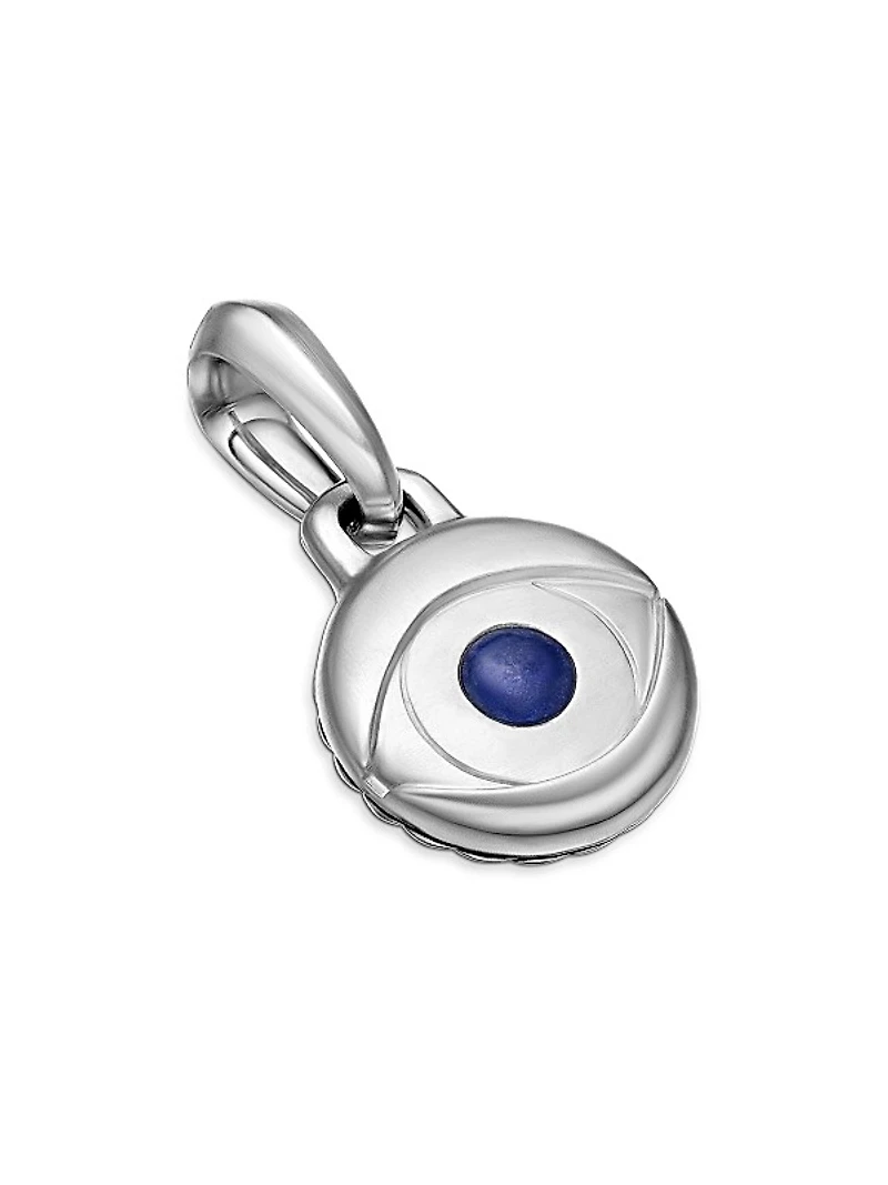 Evil Eye Amulet in Sterling Silver with Lapis, 14.5mm