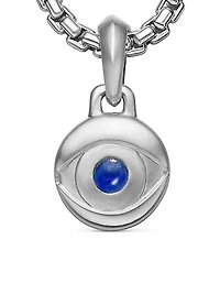 Evil Eye Amulet in Sterling Silver with Lapis, 14.5mm
