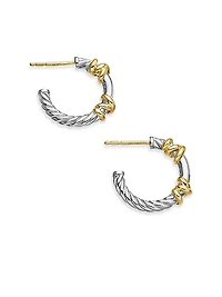 Petite Helena Wrap Hoop Earrings in Sterling Silver with 18K Yellow Gold and Diamonds, 3/4in