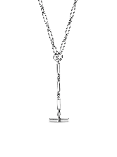 Lexington Y Chain Necklace in Sterling Silver with Diamonds, 6.5mm