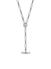 Lexington Y Chain Necklace in Sterling Silver with Diamonds, 6.5mm