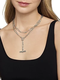 Lexington Y Chain Necklace in Sterling Silver with Diamonds, 6.5mm