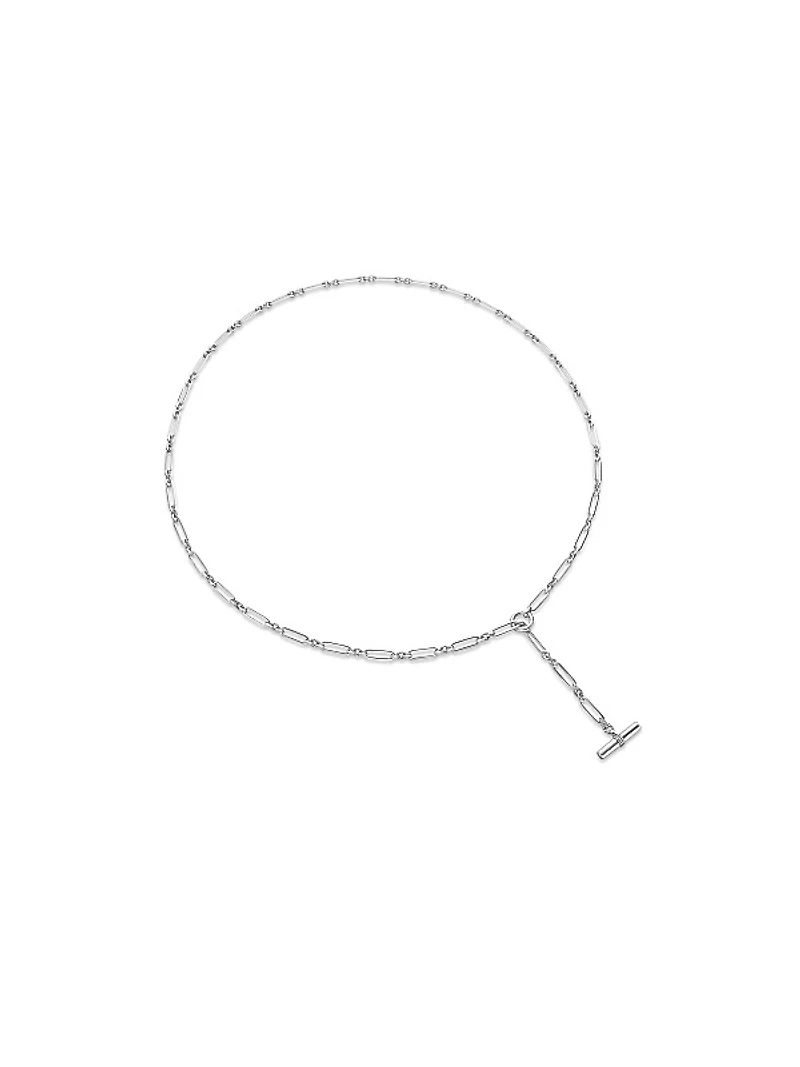 Lexington Y Chain Necklace in Sterling Silver with Diamonds, 6.5mm