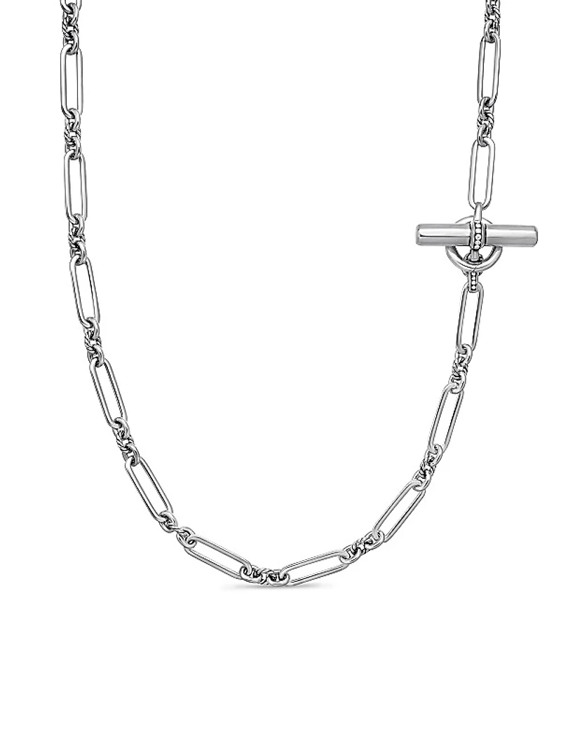 Lexington Y Chain Necklace in Sterling Silver with Diamonds, 6.5mm