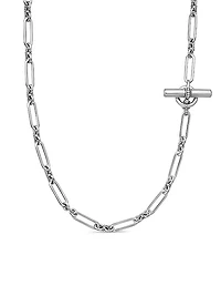 Lexington Y Chain Necklace in Sterling Silver with Diamonds, 6.5mm
