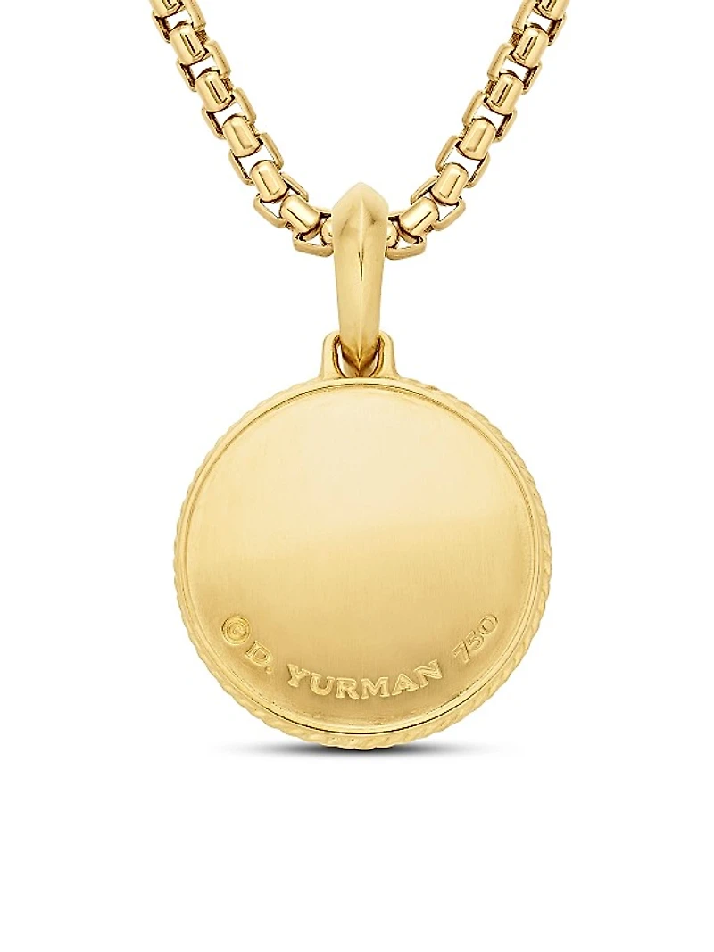 Maritime Compass Amulet in 18K Yellow Gold with Center Diamond, 29.5mm