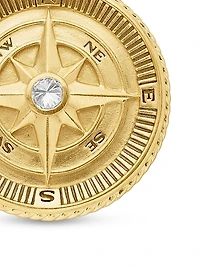 Maritime Compass Amulet in 18K Yellow Gold with Center Diamond, 29.5mm