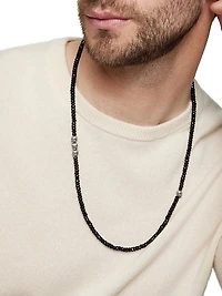 Memento Mori Skull Station Necklace Sterling Silver