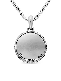 Maritime Compass Amulet in Sterling Silver with Center Black Diamond, 26.8mm