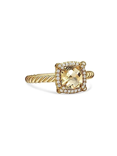 Petite Chatelaine® Pavé Bezel Ring in 18K Yellow Gold with Diamonds
