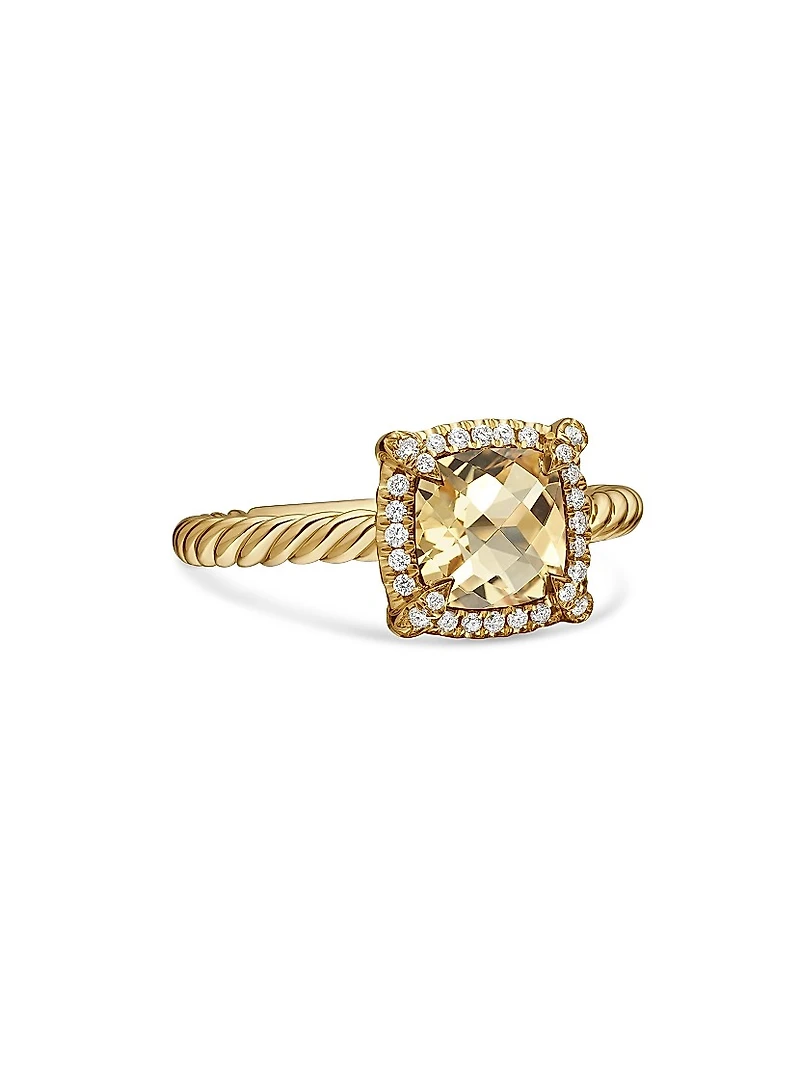 Petite Chatelaine® Pavé Bezel Ring 18K Yellow Gold with Diamonds