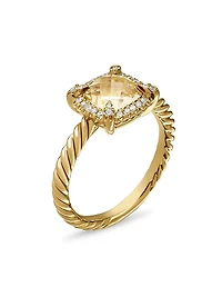 Petite Chatelaine® Pavé Bezel Ring 18K Yellow Gold with Diamonds