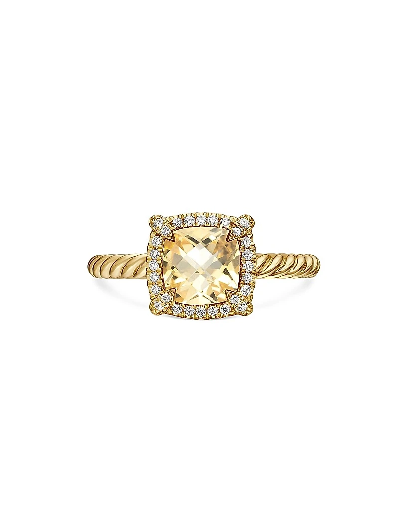 Petite Chatelaine® Pavé Bezel Ring 18K Yellow Gold with Diamonds