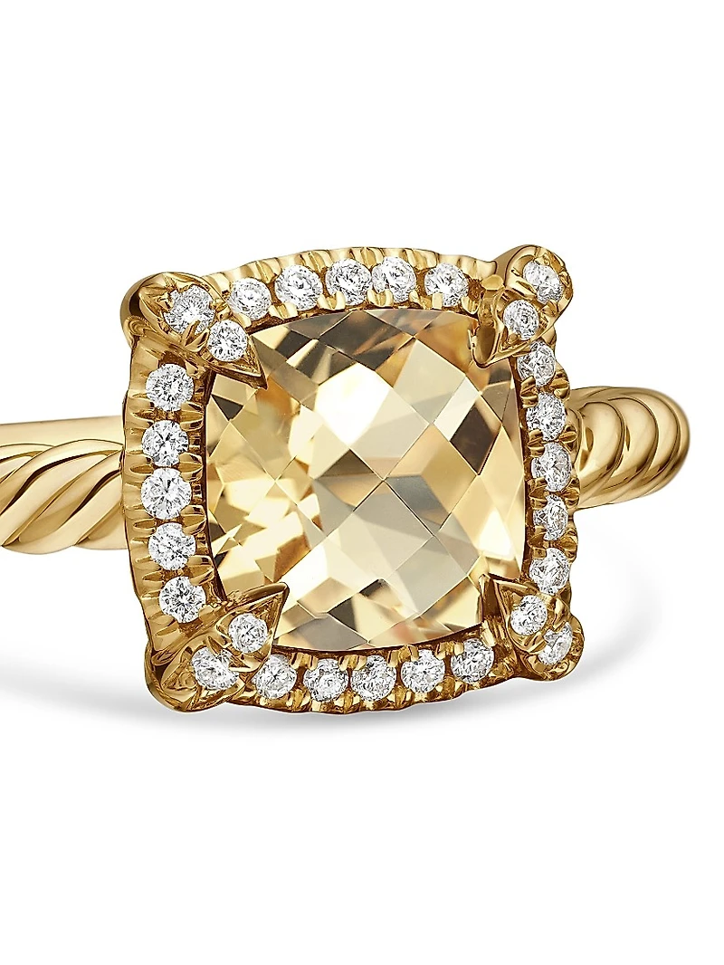 Petite Chatelaine® Pavé Bezel Ring 18K Yellow Gold with Diamonds
