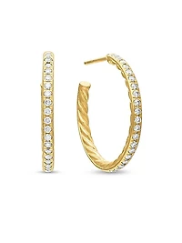 Pavé Hoop Earrings in 18K Yellow Gold with Diamonds, 25.4mm
