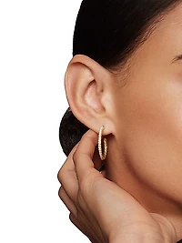 Pavé Hoop Earrings in 18K Yellow Gold with Diamonds, 25.4mm