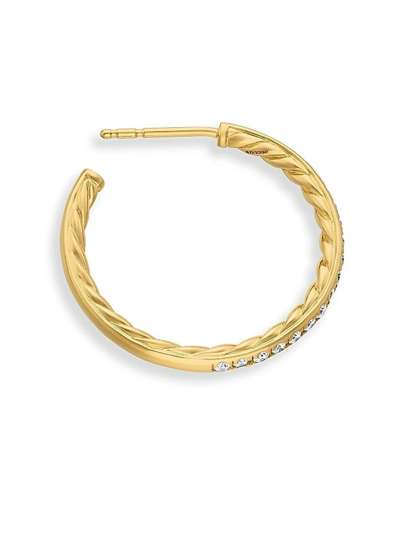 Pavé Hoop Earrings in 18K Yellow Gold with Diamonds, 25.4mm