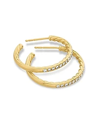 Pavé Hoop Earrings in 18K Yellow Gold with Diamonds, 25.4mm
