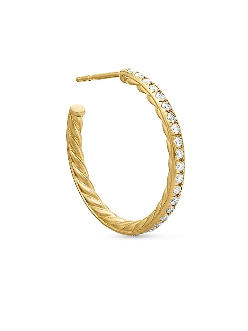 Pavé Hoop Earrings in 18K Yellow Gold with Diamonds, 25.4mm