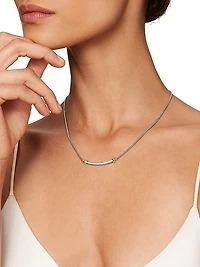 Petite Helena Wrap Station Necklace in Sterling Silver with 18K Yellow Gold and Diamonds, 29mm