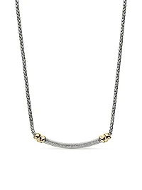 Petite Helena Wrap Station Necklace in Sterling Silver with 18K Yellow Gold and Diamonds, 29mm