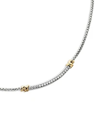 Petite Helena Wrap Station Necklace in Sterling Silver with 18K Yellow Gold and Diamonds, 29mm