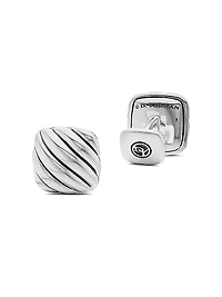 Sculpted Cable Cushion Cufflinks in Sterling Silver, 17mm