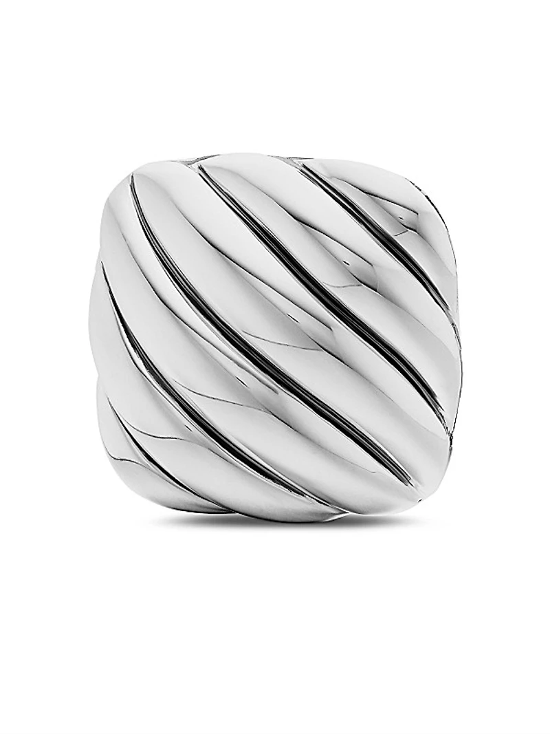 Sculpted Cable Cushion Cufflinks in Sterling Silver, 17mm
