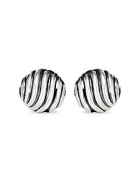 Sculpted Cable Stud Earrings in Sterling Silver, 14mm