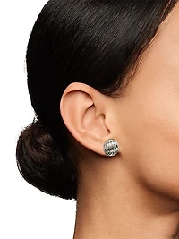 Sculpted Cable Stud Earrings in Sterling Silver, 14mm