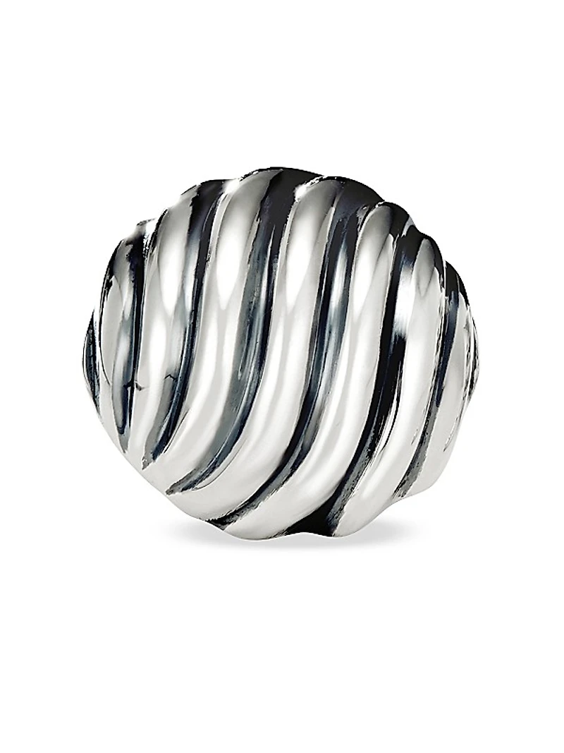 Sculpted Cable Stud Earrings in Sterling Silver, 14mm