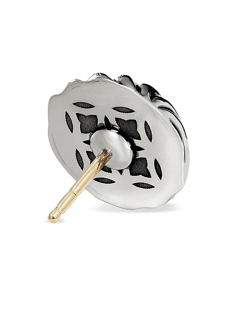 Sculpted Cable Stud Earrings in Sterling Silver, 14mm