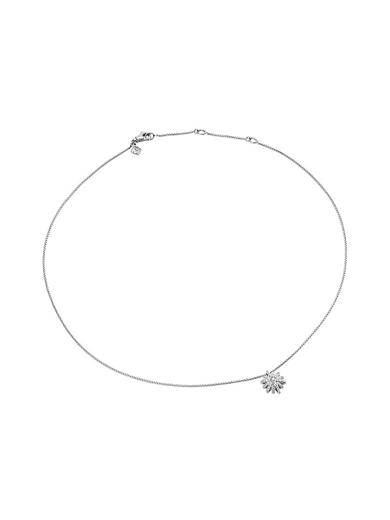 Starburst Pendant Necklace in 18K White Gold with Diamonds, 12mm